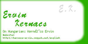 ervin kernacs business card